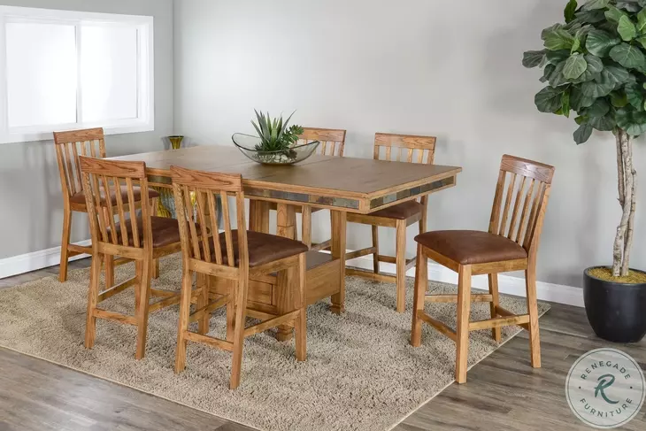 Maple Haze Beige 72" Extendable Rectangular Adjustable Height Storage Dining Table