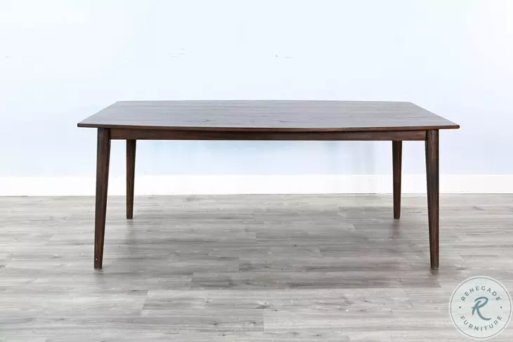 Rustic Refined Dark Brown Mid Century Wood Rectangular Dining Room Set