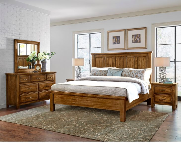 Maple Road Antique Amish King Mansion Panel Bed