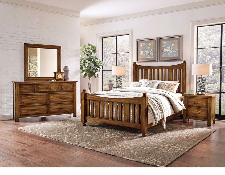Maple Road Antique Amish King Slat Poster Bed