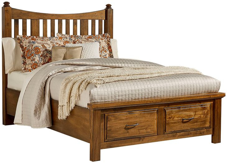 Maple Road Antique Amish Slat Storage Poster Bedroom Set