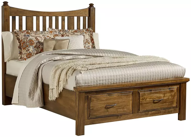 Maple Road Antique Amish Slat Storage Poster Bedroom Set