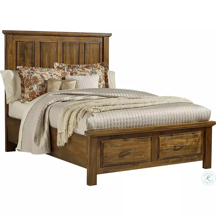 Maple Road Antique Amish California King Mansion Low Profile Storage Bed