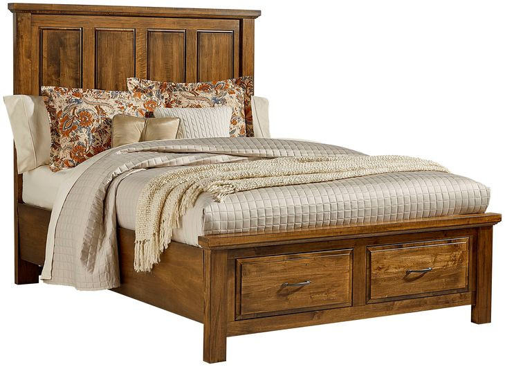 Maple Road Antique Amish King Mansion Storage Panel Bed