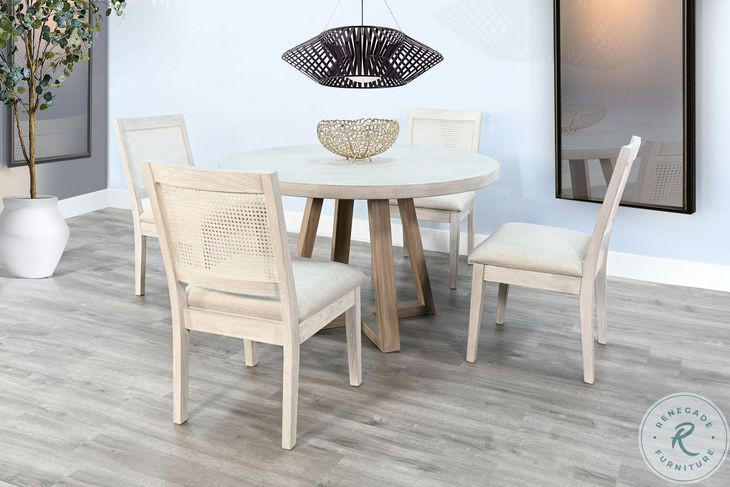 Cozy Luxe Light Gray Cane Back Dining Chair Set of 2