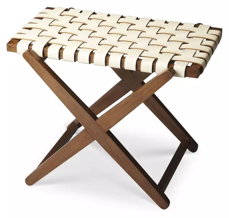 Cipriani White and Brown Leather Luggage Rack