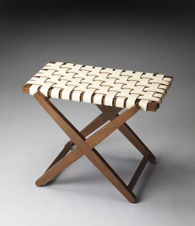 Cipriani White and Brown Leather Luggage Rack
