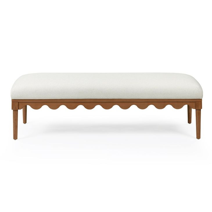Oodle Cream Performance Fabric Upholstered Accent Bench