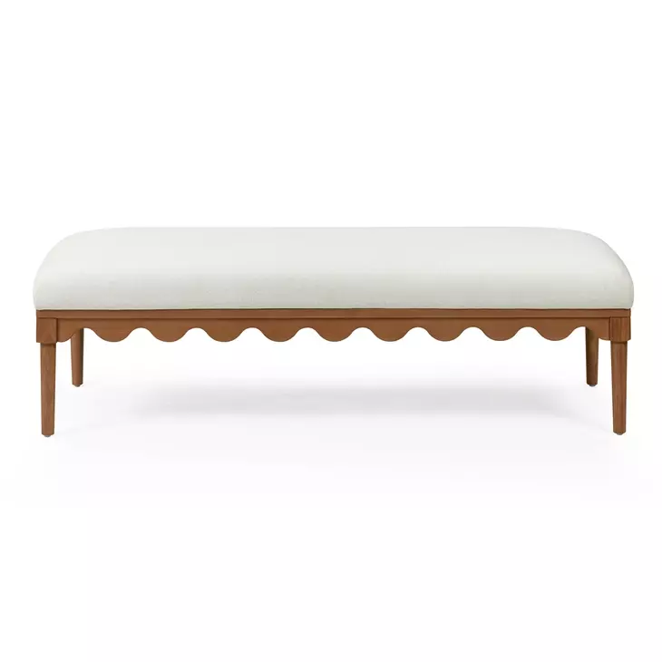 Oodle Cream Performance Fabric Upholstered Accent Bench