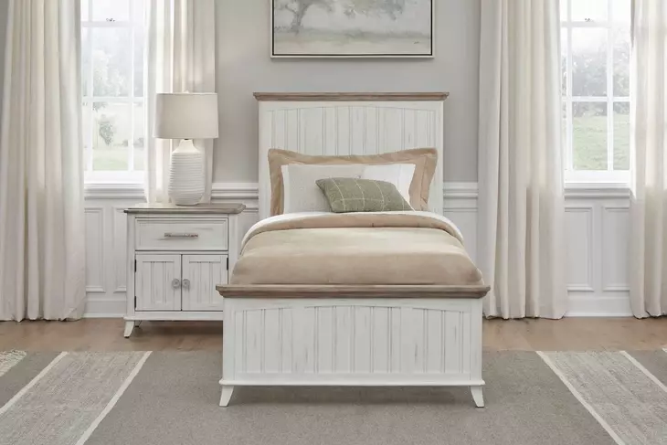 Beach Comber Weathered White And Sand Top Youth Panel Bedroom Set