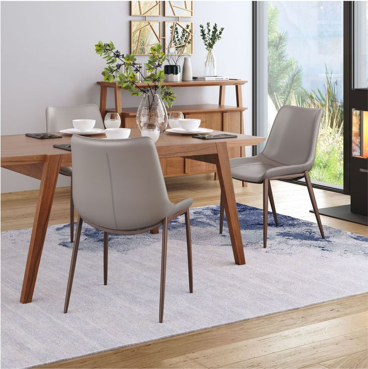 Magnus Gray Dining Chair with Matte Brown Legs Set Of 2