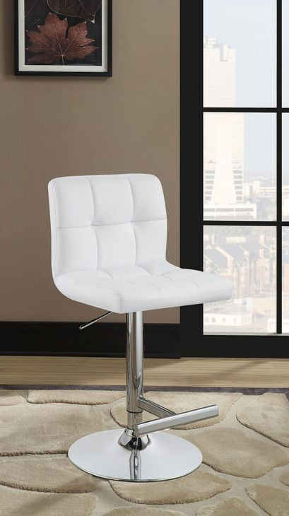Lenny Chrome And White Adjustable Height Bar Stool Set of 2