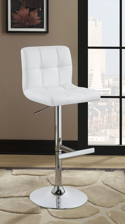 Lenny Chrome And White Adjustable Height Bar Stool Set of 2