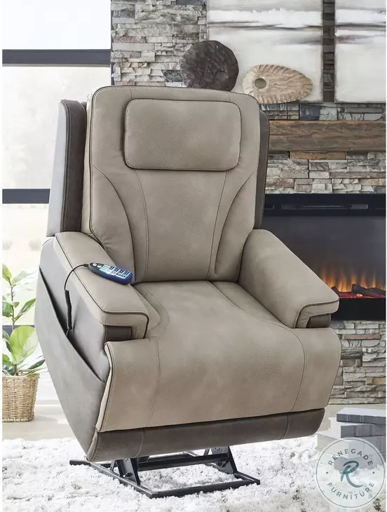 4Z Relax Retreat Sand Performance Fabric Power Lift Recliner