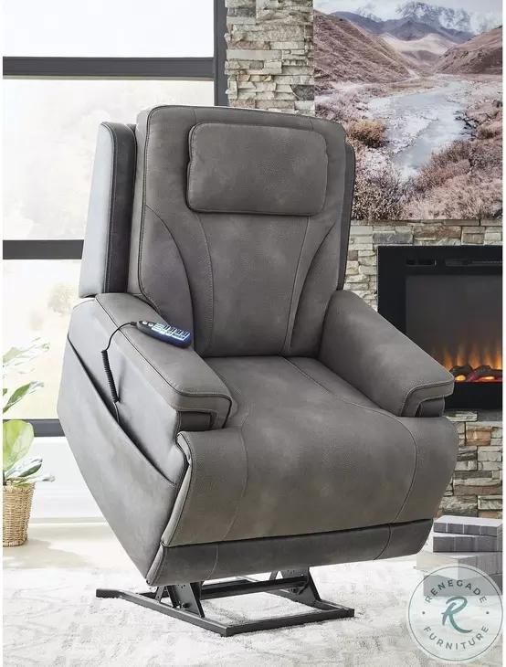 4Z Relax Retreat Slate Performance Fabric Power Lift Recliner