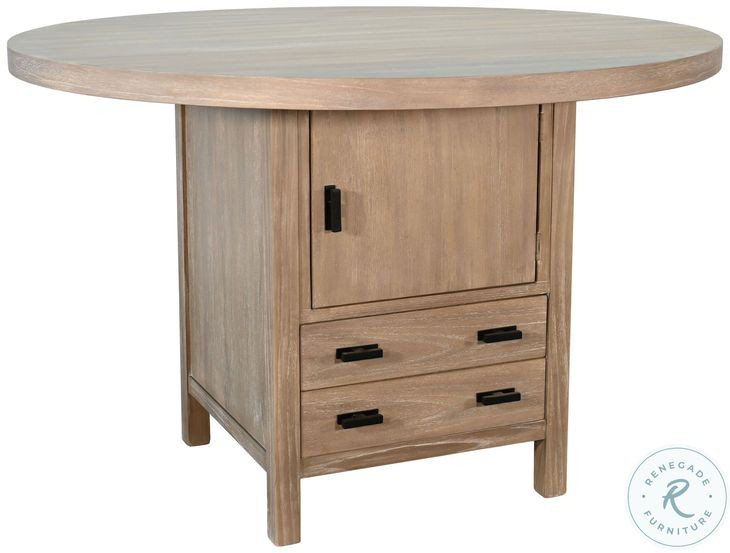 Coastal Cove Natural 54" Round Counter Height Dining Table with Storage