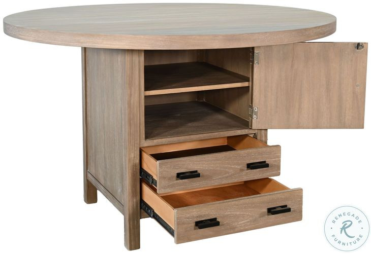 Coastal Cove Natural 54" Round Counter Height Dining Table with Storage