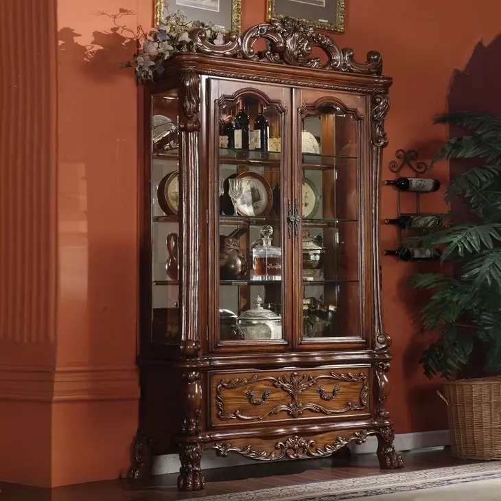 Dresden Cherry Oak 2 Door Curio Cabinet with LED from ACME