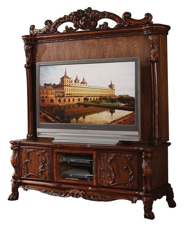 Dresden Cherry Oak 66" TV Stand with Back Panel