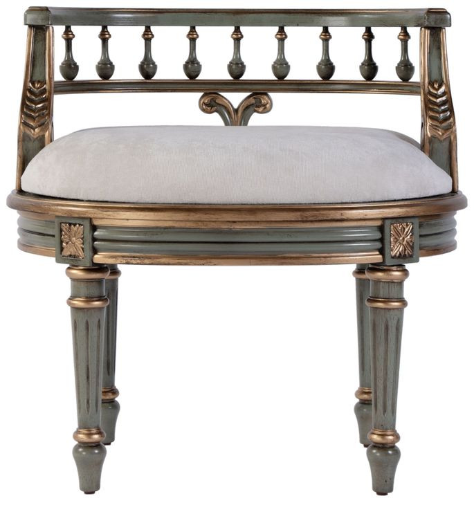 Hathaway Royal Pastel Green 23" Oval Upholstered Vanity Seat