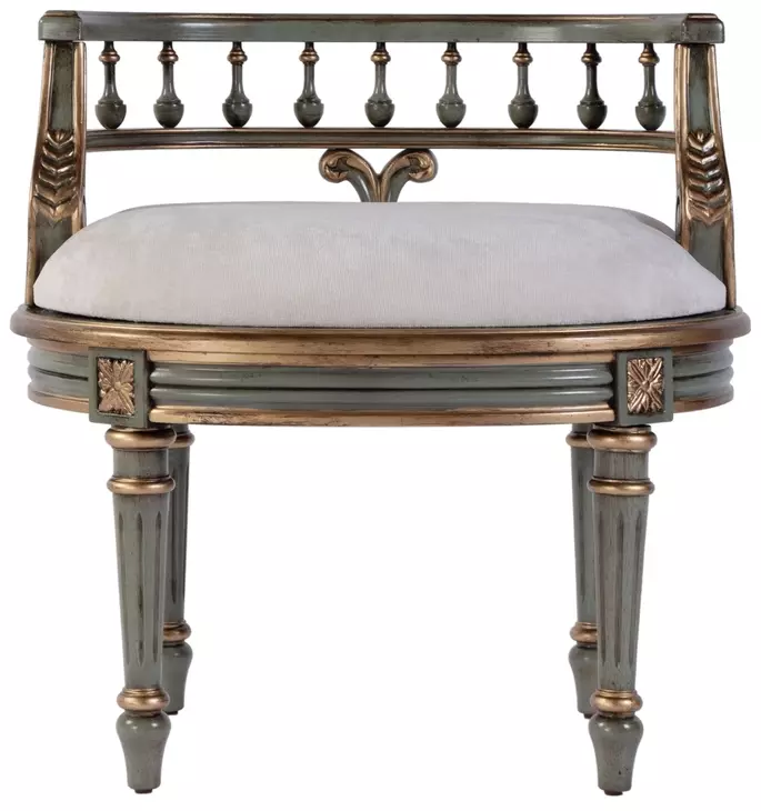 Hathaway Royal Pastel Green 23" Oval Upholstered Vanity Seat