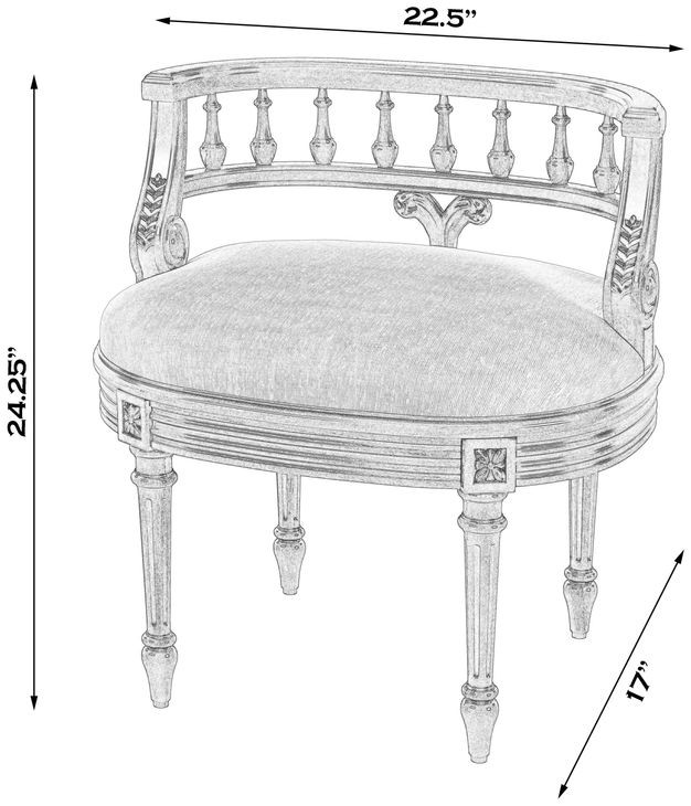 Hathaway Royal Pastel Green 23" Oval Upholstered Vanity Seat