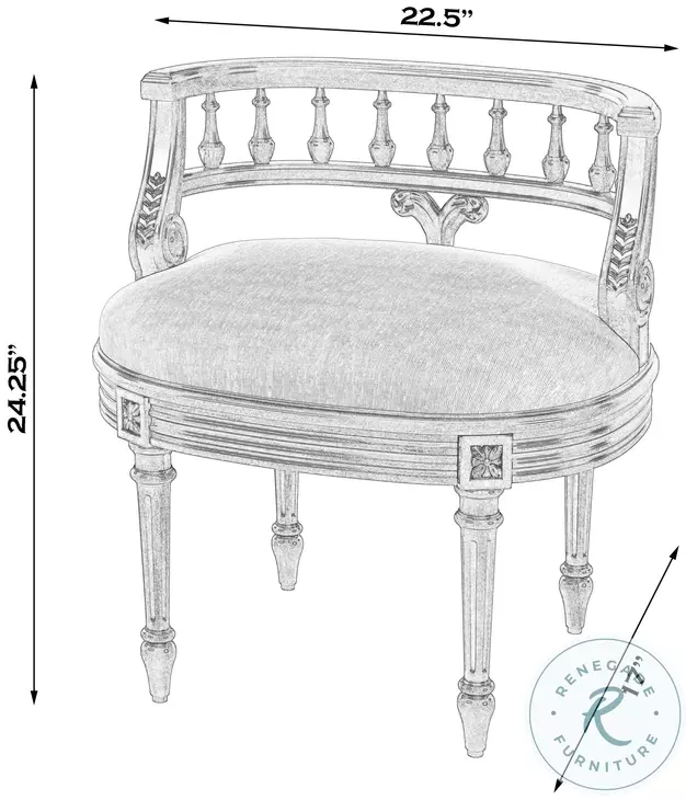 Hathaway Ivory Oval Upholstered Vanity Stool