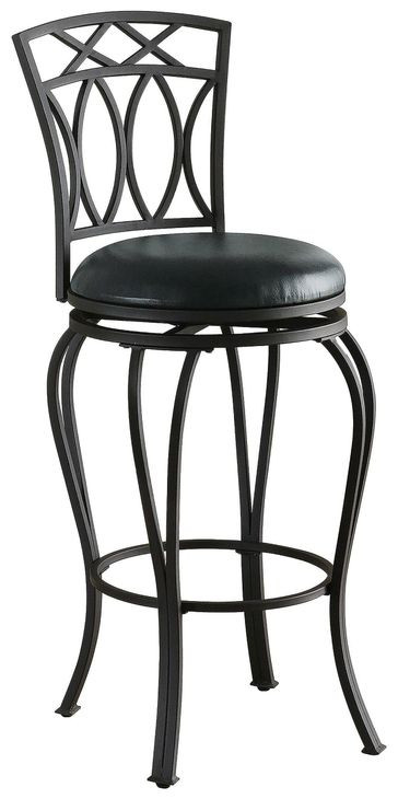 Adamsville Black Upholstered Swivel Bar Stool
