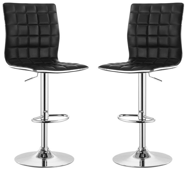 Ashbury Black And Chrome Upholstered Adjustable Bar Stool Set of 2
