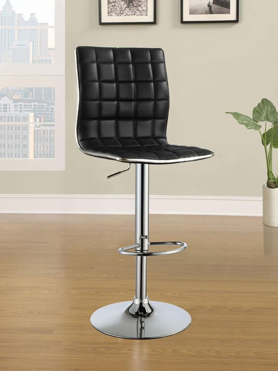 Ashbury Black And Chrome Upholstered Adjustable Bar Stool Set of 2
