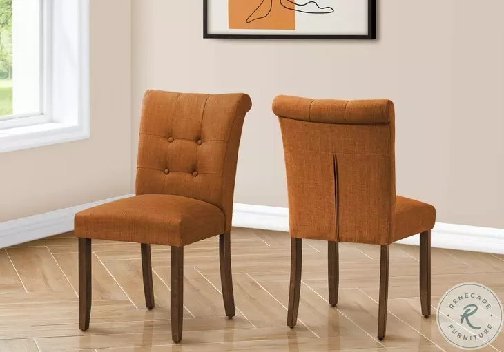 1221 Orange Fabric Upholstered Dining Chair Set Of 2