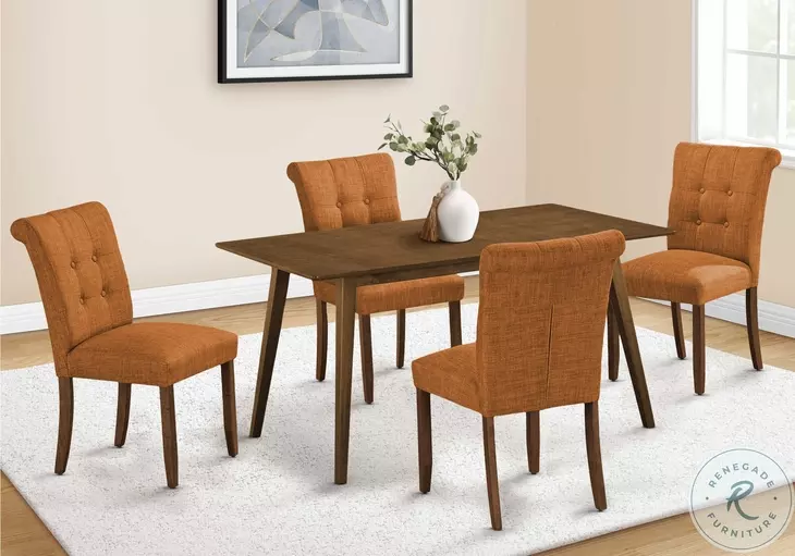1221 Orange Fabric Upholstered Dining Chair Set Of 2