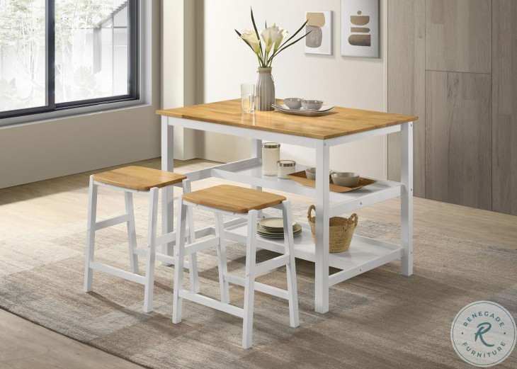Hollis Brown And White Counter Height Kitchen Island Table From Coaster