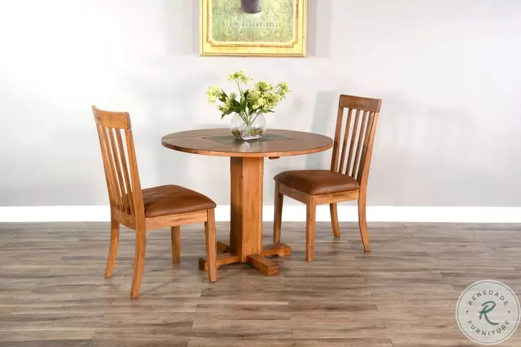 Golden Hearth Beige Drop Leaf Round Dining Room Set