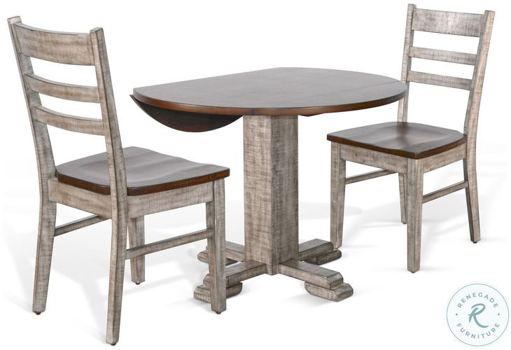 Ember Grace Gray Drop Leaf Round Dining Room Set