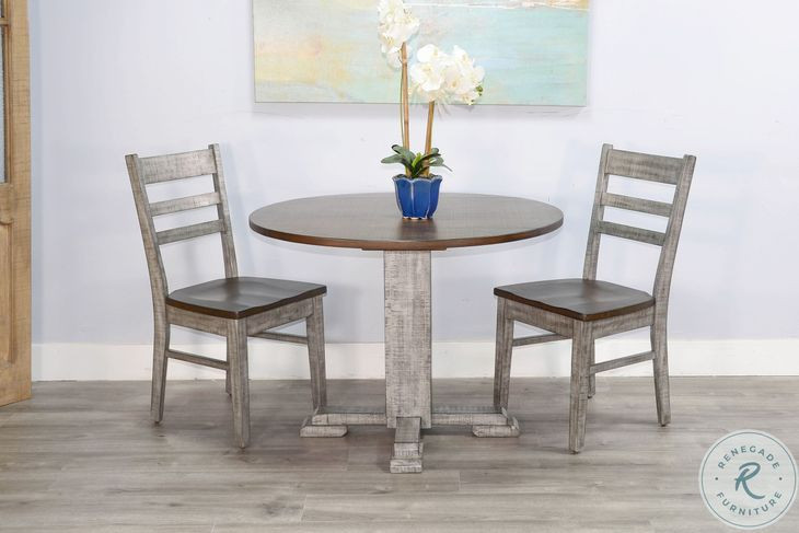 Ember Grace Gray Drop Leaf Round Dining Room Set