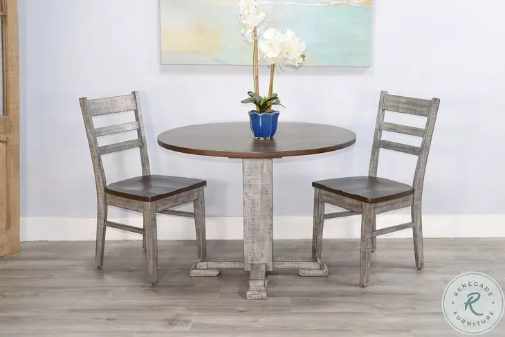 Ember Grace Gray Drop Leaf Round Dining Room Set
