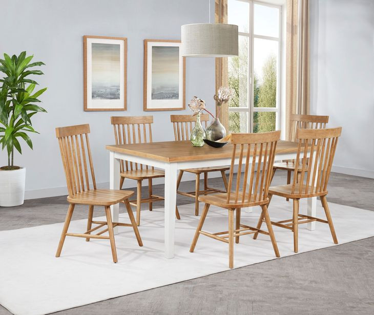Andrews Light Ash and White Rectangular Dining Room Set