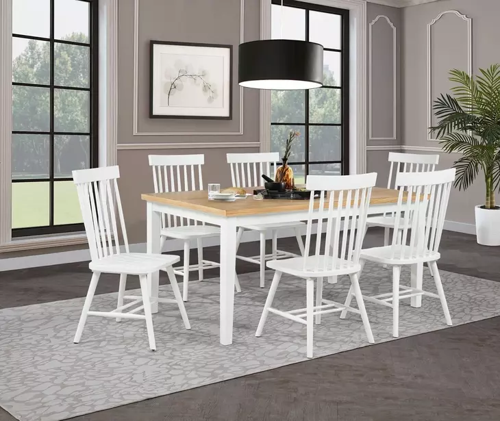 Andrews Light Ash and White 66" Rectangular Dining Table