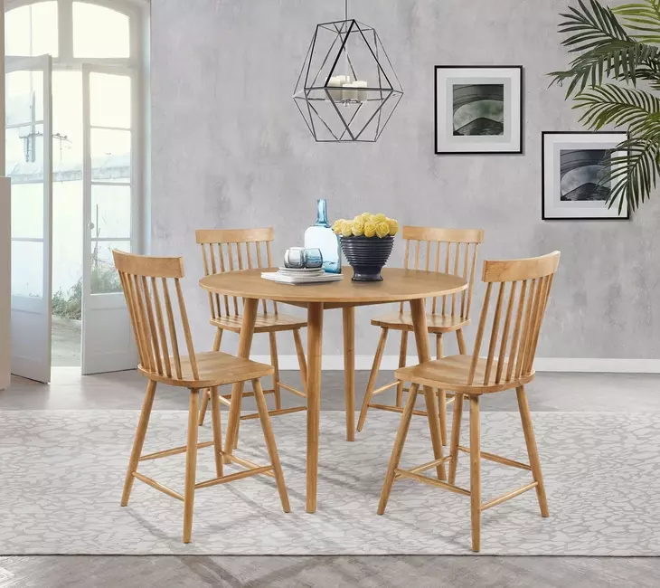 Andrews Light Ash Round Counter Height Dining Room Set