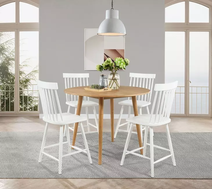 Andrews Light Ash Round Counter Height Dining Room Set
