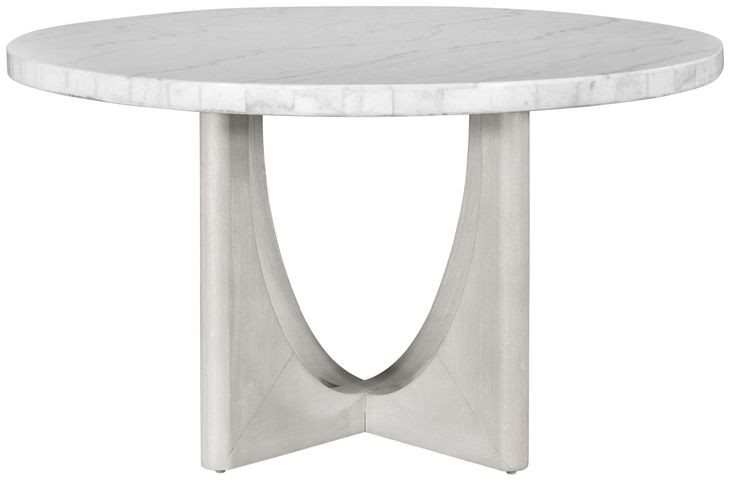 Gavin Driftwood and White 54" Round Marble Top Dining Table