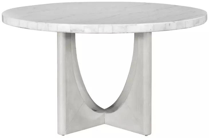 Gavin Driftwood and White 54" Round Marble Top Dining Table