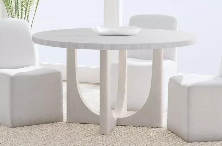 Gavin Driftwood and White 54" Round Marble Top Dining Table