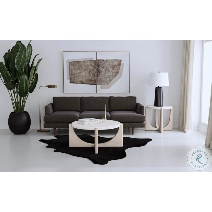 Gavin Driftwood And White Marble End Table