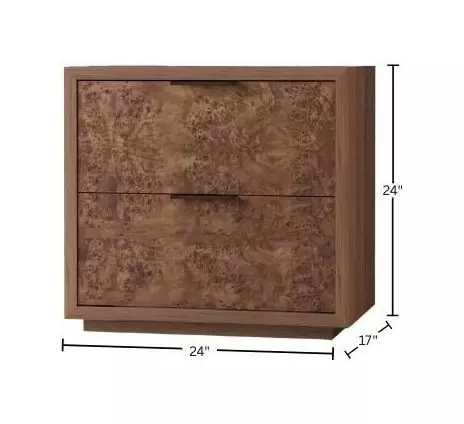 Milan Walnut 2 Drawer Nightstand