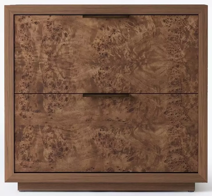 Milan Walnut 2 Drawer Nightstand