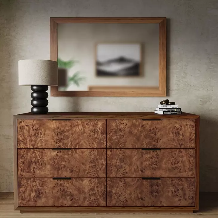 Milan Walnut 6 Drawer Dresser