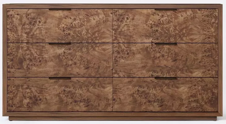 Milan Walnut 6 Drawer Dresser