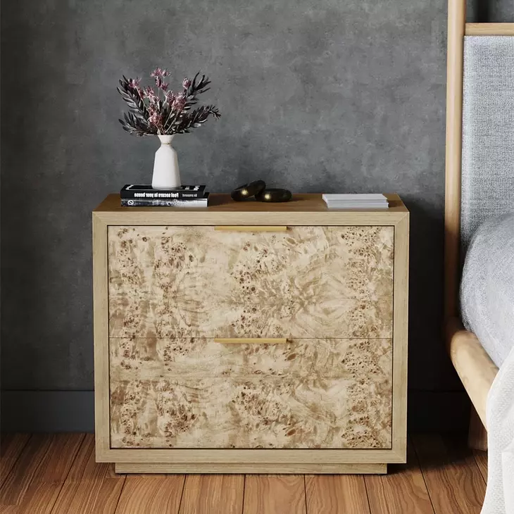 Milan Natural 2 Drawer Nightstand